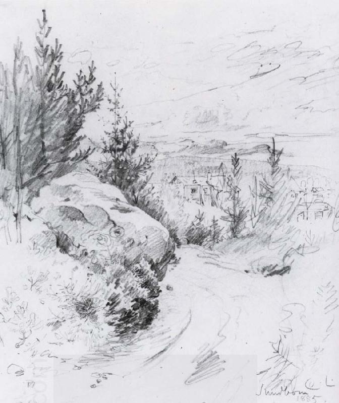 Carl Larsson First Glimpse of Sundborn Pencil oil painting picture